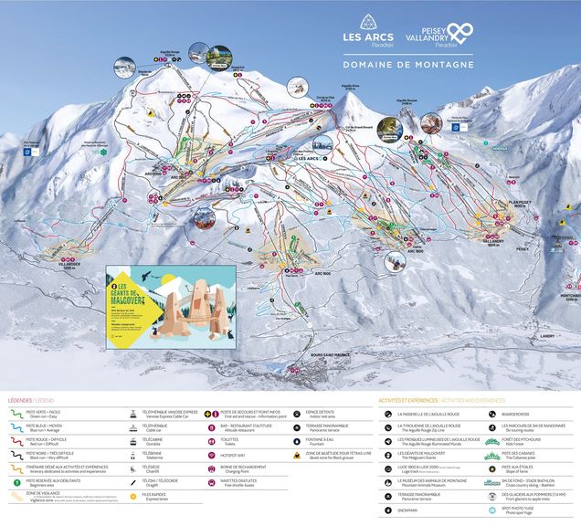 Piste map Les Arcs/Peisey-Vallandry