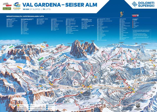 Pistenplan Val Gardena/Alpe di Siusi